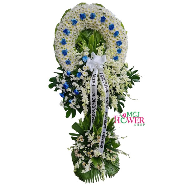 Blue Carnation and White Flowers Funeral